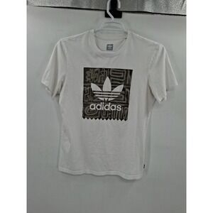 Adidas White Trefoil w/ Gray Tribal Geometric Pattern Skater Medium TShirt